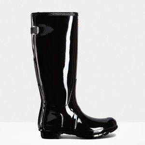 Hunter Black Tall Gloss Rain Boots Size 5